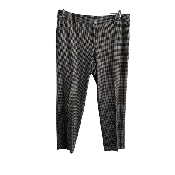 Talbots Women 16 Gray Black Houndstooth Career Straight Leg Hampshire Ankle Pant - Picture 2 of 11